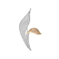 Cubic Zirconia Brooch, Brass, Leaf, plated, micro pave cubic zirconia & for woman 