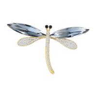 Crystal Brooch, Brass, with Austrian Crystal, Dragonfly, plated, micro pave cubic zirconia & for woman 