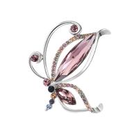 Crystal Brooch, Brass, with Austrian Crystal, Butterfly, platinum color plated, micro pave cubic zirconia & for woman 