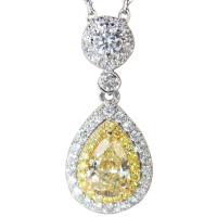Rhinestone Brass Necklace, Teardrop, platinum plated, for woman & with rhinestone Approx 40-45 cm 