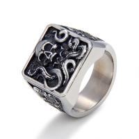 Stainless Steel Finger Ring, 316L Stainless Steel, Skull & for man & blacken, original color, US Ring 