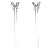 Fashion Fringe Earrings, Zinc Alloy, with Plastic Pearl, silver color plated, fashion jewelry & for woman & with rhinestone 