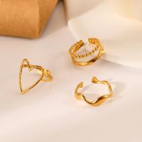 Stainless Steel Finger Ring, 304 Stainless Steel, three pieces & fashion jewelry & for woman, golden 
