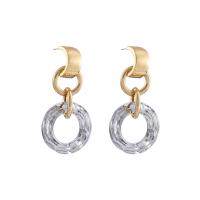 Glass Zinc Alloy Earring, with Glass, gold color plated, fashion jewelry & for woman 