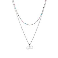 Fashion Multi Layer Necklace, 304 Stainless Steel, with 1.97inch extender chain, polished, Double Layer & fashion jewelry & for woman, original color Approx 17.72 Inch, Approx 14.96 Inch 