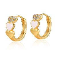 Cubic Zirconia Micro Pave Brass Earring, 18K gold plated, fashion jewelry & micro pave cubic zirconia & for woman & enamel 