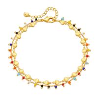 Brass Bracelets, with Seedbead, with 2.36inch extender chain, 18K gold plated, fashion jewelry & for woman, golden Approx 8.46 Inch 