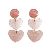 Acrylic Drop Earring, with Resin, fashion jewelry & for woman, pink 