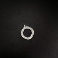 Colgantes de diamantes de imitación de la aleación de zinc, Donut, chapado en color de plata, Bricolaje & con diamantes de imitación, 20.3x23.8x2.3mm, Vendido por UD