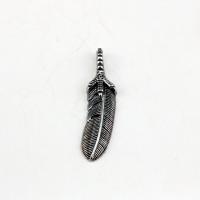 Zinc Alloy Feather Pendants, Leaf, antique silver color plated, vintage & DIY 