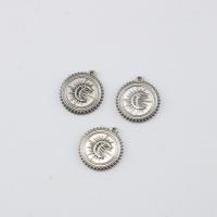 Zinc Alloy Jewelry Pendants, 304 Stainless Steel, Flat Round, polished, DIY, original color 
