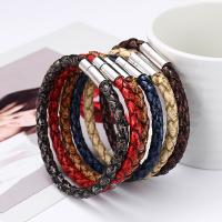 PU Leather Cord Bracelets, Zinc Alloy, with PU Leather, fashion jewelry & for man Approx 21 cm 