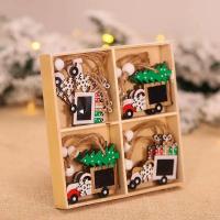 madera Decoración del árbol de Navidad, medio hecho a mano, Lindo & diferentes estilos para la opción, 140x140mm, Vendido por Caja