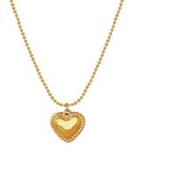 Titanium Steel Jewelry Necklace, with 1.97inch extender chain, Heart, plated, fashion jewelry & for woman, golden, 4mm,14*15mm 
