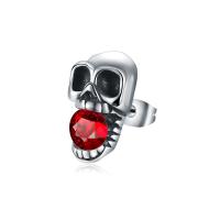 Titanium Steel Earrings, Skull, polished, Unisex & with rhinestone 