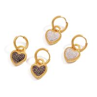 Stainless Steel Drop Earring, 314 Stainless Steel, Heart, Vacuum Ion Plating, fashion jewelry & micro pave cubic zirconia & for woman 