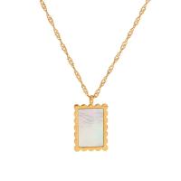 Stainless Steel Jewelry Necklace, 314 Stainless Steel, with Malachite & Shell, with 5cm extender chain, Rectangle, Vacuum Ion Plating, fashion jewelry & for woman 30mm cm 