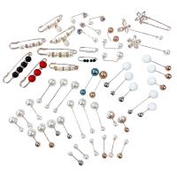 Broche Perle en plastique, perle de plastique, avec alliage de zinc, Placage, pavé de micro zircon & pour femme, plus de couleurs à choisir, 20-90mm, Vendu par PC
