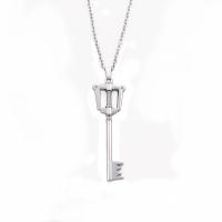 Zinc Alloy Necklace, Key, silver color plated, fashion jewelry & Unisex & hollow Approx 50 cm 