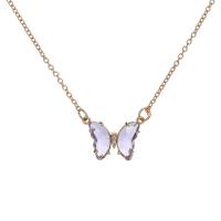 Crystal Zinc Alloy Necklace, with Crystal, Butterfly, gold color plated, fashion jewelry & for woman & with rhinestone Approx 50 cm 