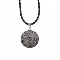 PU Leather Cord Necklace, Zinc Alloy, with PU Leather, Compass, antique silver color plated, fashion jewelry & Unisex Approx 50-60 cm 