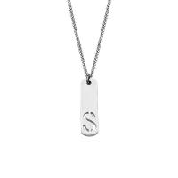 Titan Schmuck Halskette, Titanstahl, mit Verlängerungskettchen von 5cm, Alphabet-Buchstabe, für den Menschen & hohl, keine, 12x44mm, Länge:ca. 55 cm, verkauft von PC