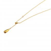 Stainless Steel Jewelry Necklace, 304 Stainless Steel, Teardrop, real gold plated, fashion jewelry & for woman Approx 45 cm 