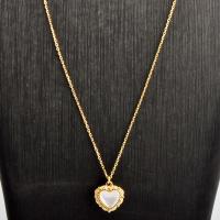 Titanium Steel Jewelry Necklace, with White Shell, Heart, real gold plated, fashion jewelry & for woman Approx 45 cm 