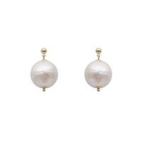 Plastic Pearl Zinc Alloy Earring, with Zinc Alloy, Round, gold color plated, fashion jewelry & for woman, 12-20mm 
