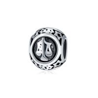 Zinc Alloy European Beads, 12 Signs of the Zodiac, plated, DIY silver color, 11mm 