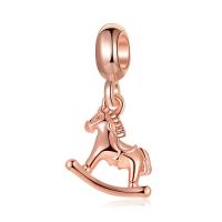 Zinc Alloy European Pendants, rocking horse, rose gold color plated, DIY & with rhinestone, 10-30mm 