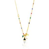 Titanium Steel Jewelry Necklace, with ABS Plastic Pearl, with 6cm extender chain, plated, fashion jewelry & for woman & enamel, multi-colored cm 
