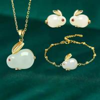 Fashion Zinc Alloy Jewelry Sets, with 1.97inch extender chain, Rabbit, gold color plated, fashion jewelry & for woman, 9.2*10.9mm Approx 15.74 Inch, Approx 6.49 Inch 