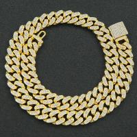 Rhinestone Zinc Alloy Necklace, fashion jewelry & for man & with rhinestone 