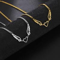 Stainless Steel Jewelry Necklace, 304 Stainless Steel, with 1.97inch extender chain, Angel Wing, plated, fashion jewelry & for woman Approx 13.78 Inch 