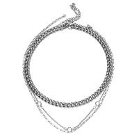 Fashion Multi Layer Necklace, 304 Stainless Steel, with Crystal, three layers & fashion jewelry & for woman 
