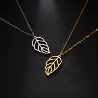 Titanium Steel Jewelry Necklace, with 1.97inch extender chain, Leaf, plated, fashion jewelry & for woman Approx 17.72 Inch 