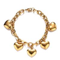 Stainless Steel Charm Bracelet, 304 Stainless Steel, Heart, fashion jewelry & for woman 16mm,7mm Approx 7.08 Inch 