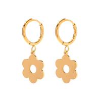 Stainless Steel Drop Earring, 314 Stainless Steel, Flower, Vacuum Ion Plating, fashion jewelry & for woman, golden, 13.7mm,12.7mm 