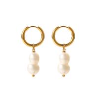 Stainless Steel Drop Earring, 314 Stainless Steel, with Freshwater Pearl, Vacuum Ion Plating, fashion jewelry & for woman 