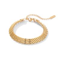 Edelstahl Armbänder, 314 Edelstahl, mit Verlängerungskettchen von 5cm, Vakuum-Ionen-Beschichtung, Modeschmuck & für Frau, goldfarben, 8mm, Länge:17.5 cm, verkauft von PC