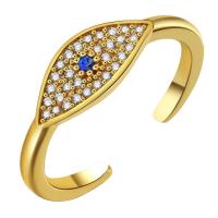 Evil Eye Jewelry Finger Ring, Brass, plated, adjustable & micro pave cubic zirconia & for woman US Ring 