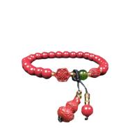 Mode Bracelet à cinabre, unisexe & pour femme, rouge vermeil, 6mm Environ 7 pouce, Vendu par PC