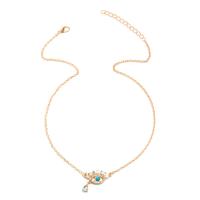 Zinc Alloy Necklace, with 1.97inch extender chain, Eye, gold color plated, for woman & with rhinestone Approx 17.09 Inch 
