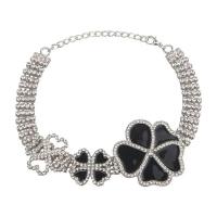 Fashion Choker Necklace, Zinc Alloy, platinum color plated, for woman & enamel & with rhinestone Approx 16.14 Inch 