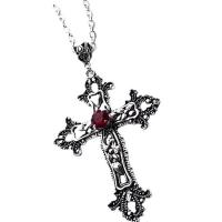 Rhinestone Zinc Alloy Necklace, Cross, platinum color plated, for woman & with rhinestone Approx 17.71 Inch 