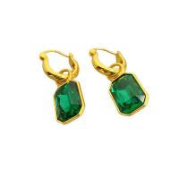 Crystal Drop Earring, Brass, with Crystal, 18K gold plated, for woman 