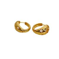 Brass Huggie Hoop Earring, 18K gold plated, for woman & hollow, 20.5mm 
