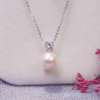 Freshwater Pearl Brass Necklace, with Brass, fashion jewelry & micro pave cubic zirconia & for woman, 10-11mm Approx 17.72 Inch 