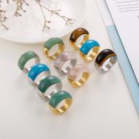 Gemstone Finger Ring, Titanium Steel, with Natural Stone, Vacuum Ion Plating, fashion jewelry & for woman 10mm 